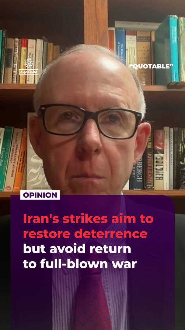 Video thumbnail for Iran's attack on Israel aims to restore deterrence but avoid return to war