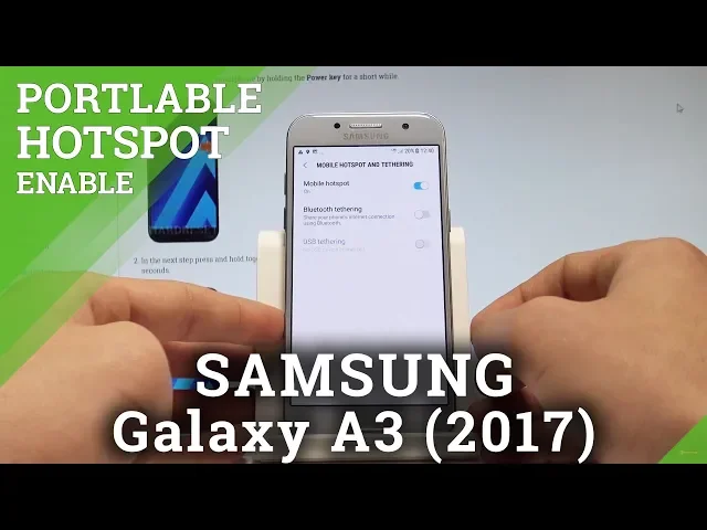 Video thumbnail for How to Set Up Portable Hotspot on SAMSUNG Galaxy A3 (2017) - Share Internet |HardReset.Info