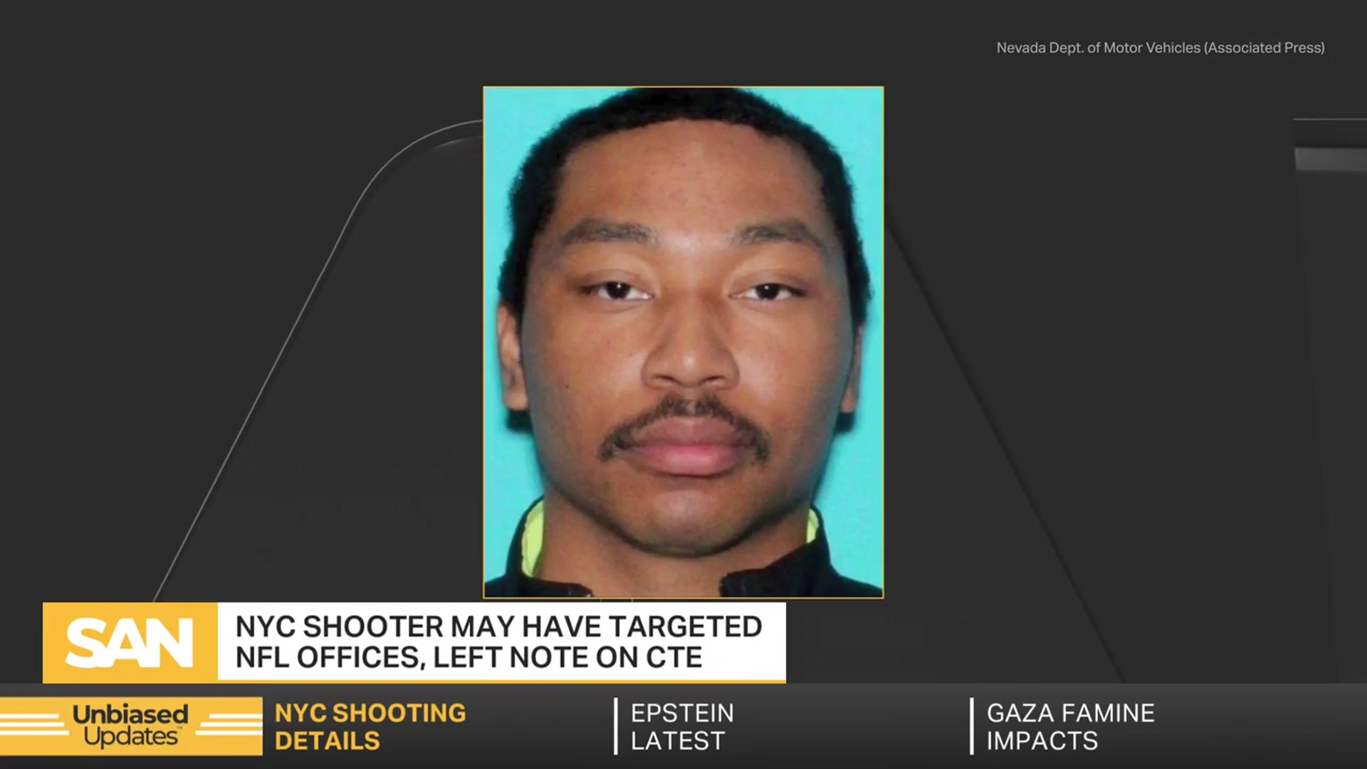 'Video thumbnail for NYC shooter accuses NFL of CTE cover-up in suicide note'