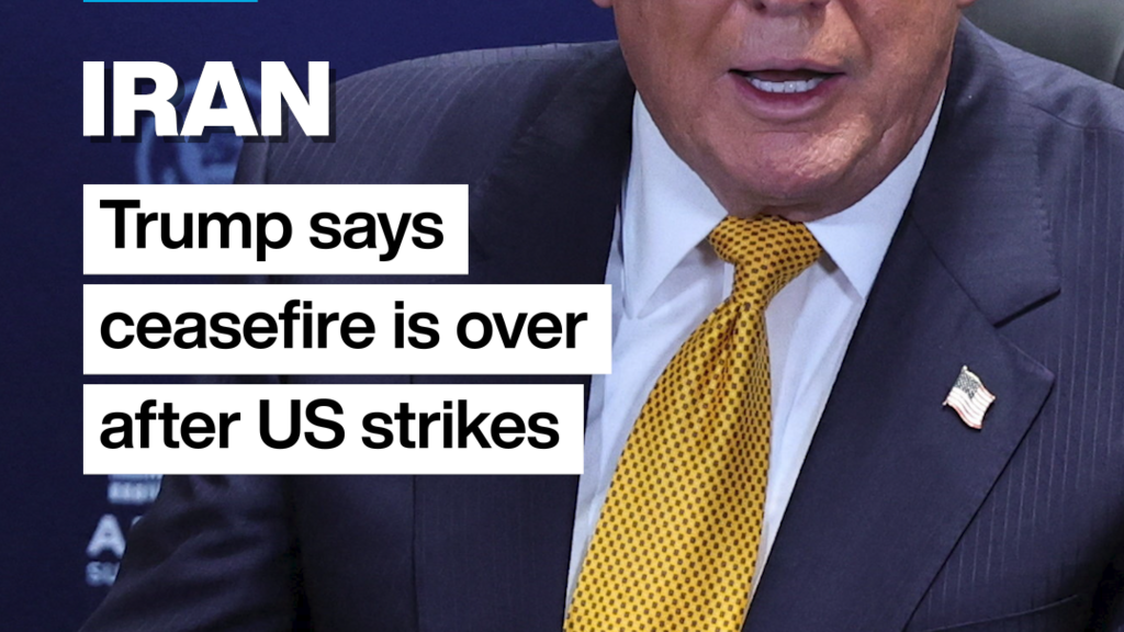 Video thumbnail for Trump says ceasefire with Iran is over after US strikes