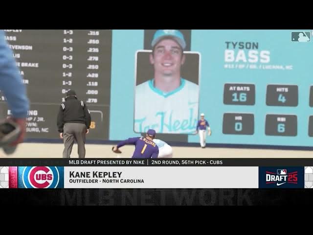 Video thumbnail for Chicago Cubs Select Kane Kepley with No. 56 Pick in 2025 MLB Draft!