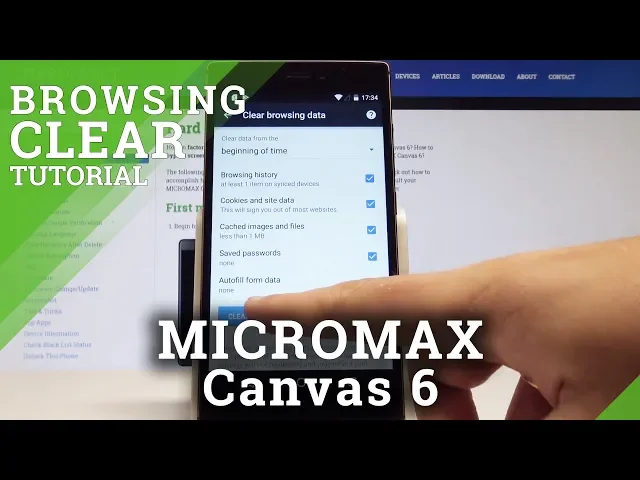 Video thumbnail for How to Clear Browsing Data on MICROMAX Canvas 6 - Reset History / Delete Cookies