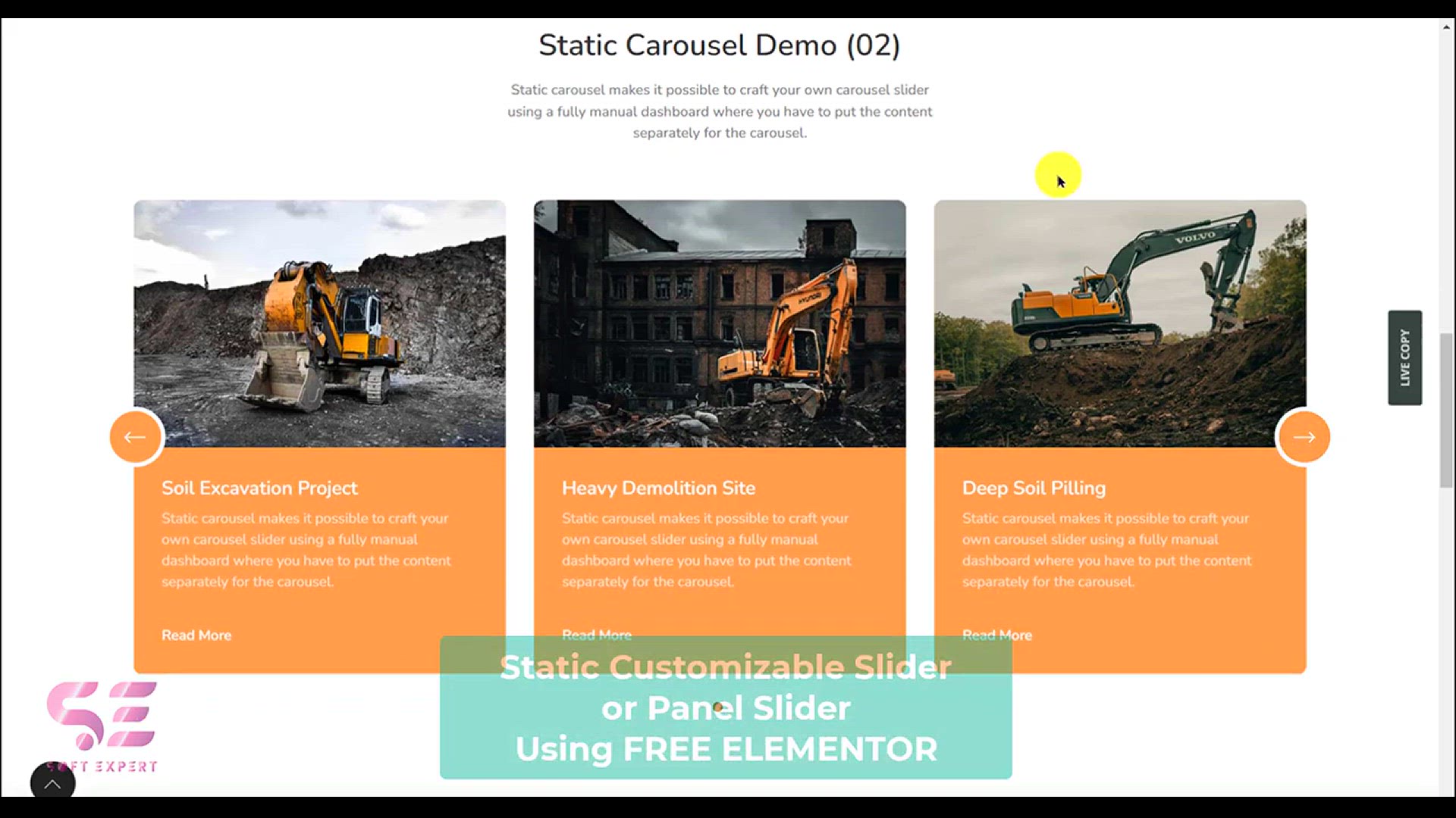 'Video thumbnail for How to make a Static Content Slider in Elementor For FREE - Card Carousel'