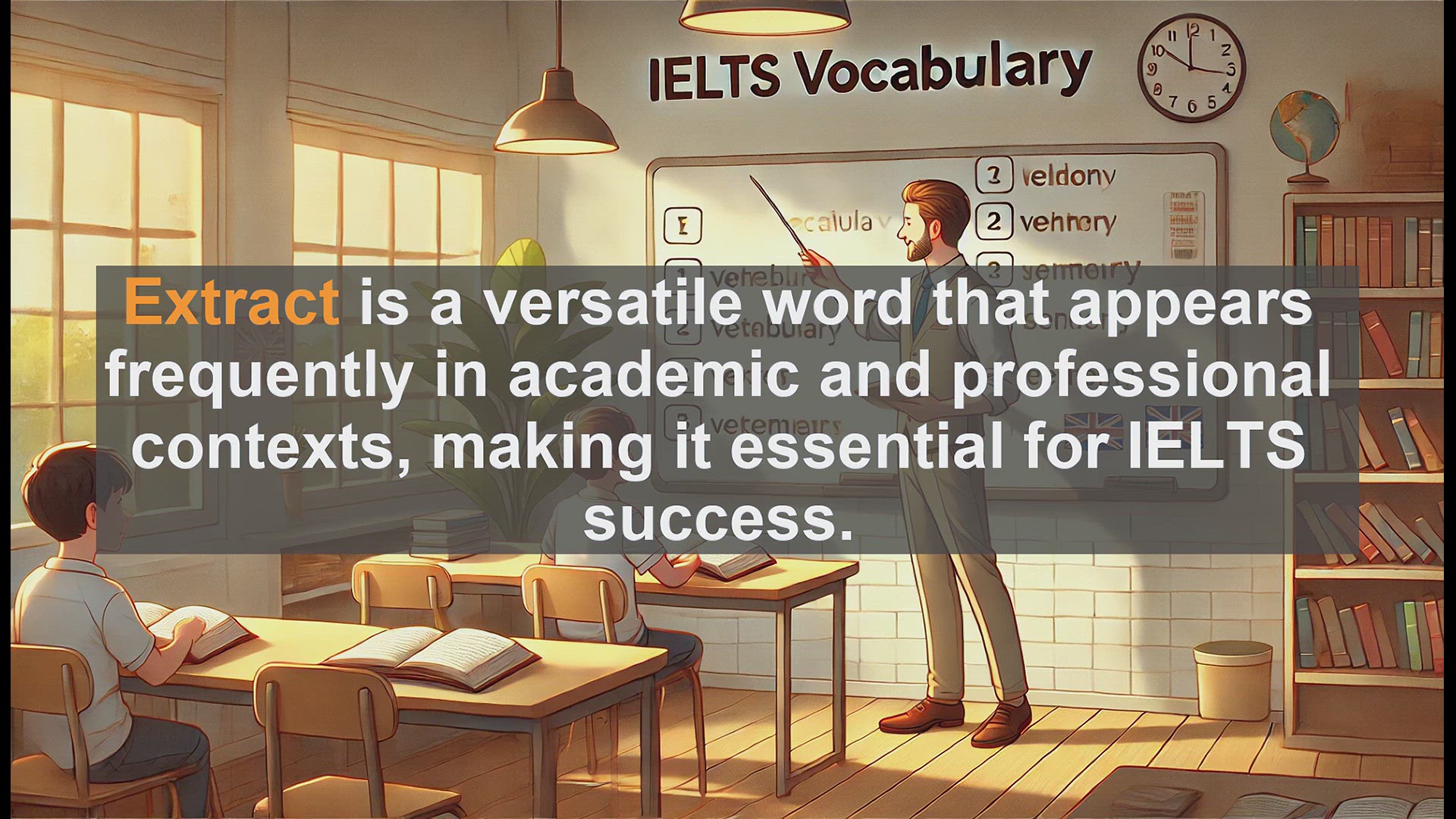 'Video thumbnail for 2500 Must Know IELTS 6.5 Vocabulary - Mastering 'Extract': A Key Word for IELTS Success'