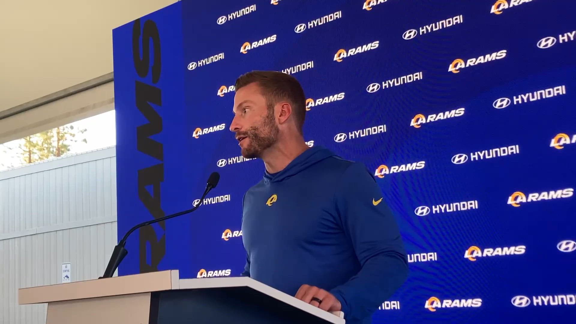 Video thumbnail for Los Angeles Rams Head Coach Sean McVay on Injury Report, Blake Corum and More