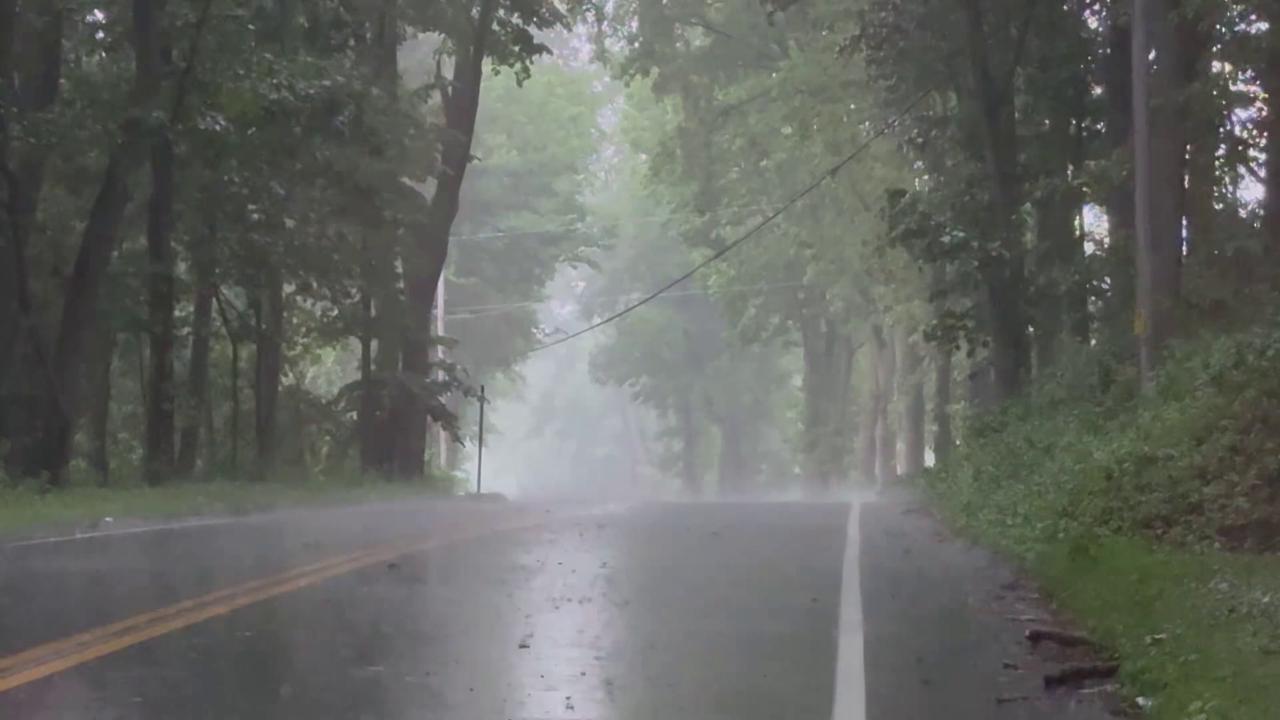 Video thumbnail for US: Heavy Rainfall Hits Wheatland, NY.
