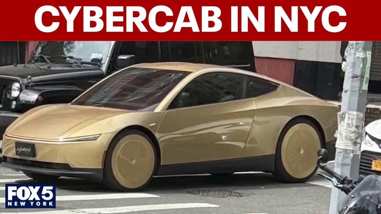 Video thumbnail for Tesla Cybercab spotted in NYC