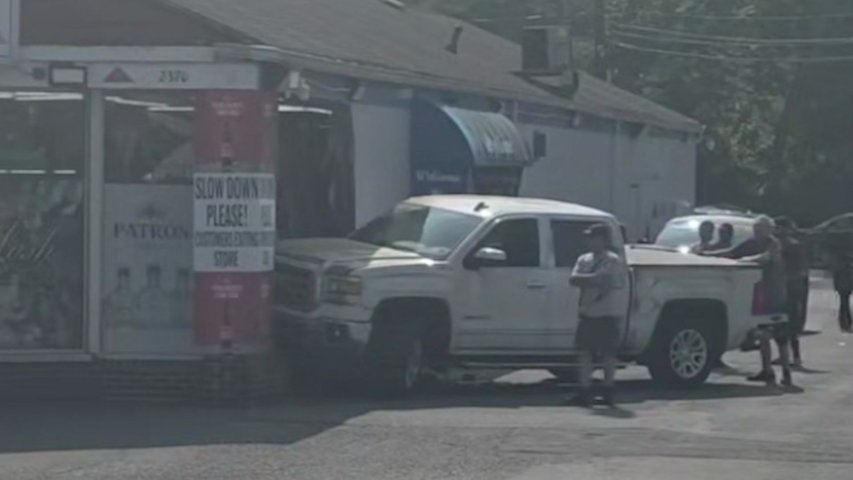 Video thumbnail for Truck crashes into South Plainfield liquor store causing significant damage