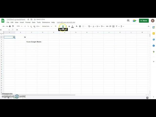 Video thumbnail for How to make text bold in Google Sheets