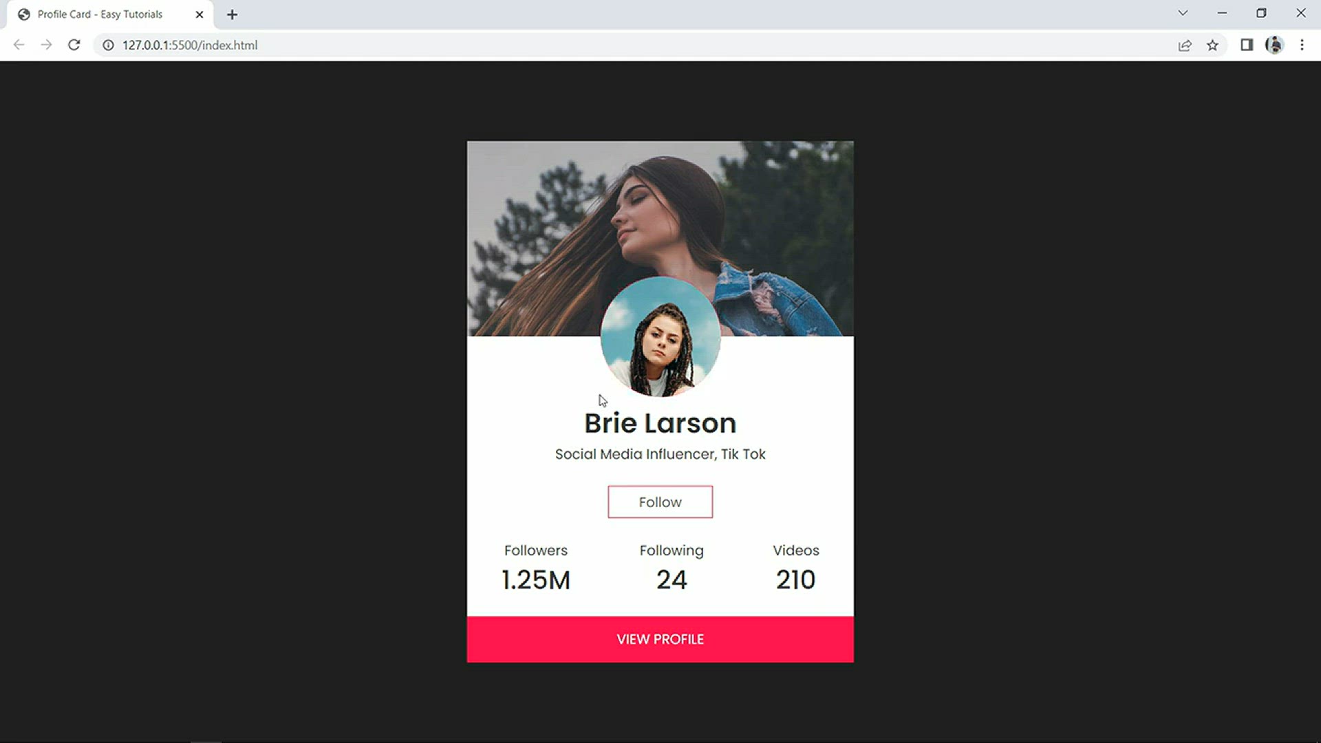 'Video thumbnail for How To Make Profile Card Design For Website Using HTML And CSS'