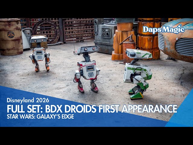 Video thumbnail for BDX Droids First Appearance at Star Wars: Galaxy’s Edge in 2026