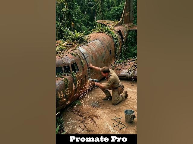 Video thumbnail for حولت طائرة مهجورة في وسط الغابة لغرفة معيشة ملكية! ✈️🔥 تحدي المستحيل