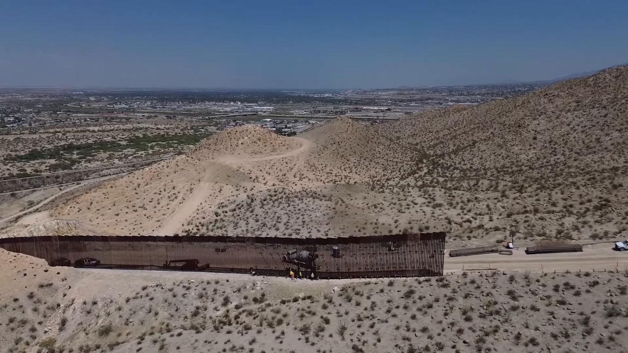 Video thumbnail for Mexico: DRONE - Border wall construction advances near Mount Cristo Rey along Mexico-US border.