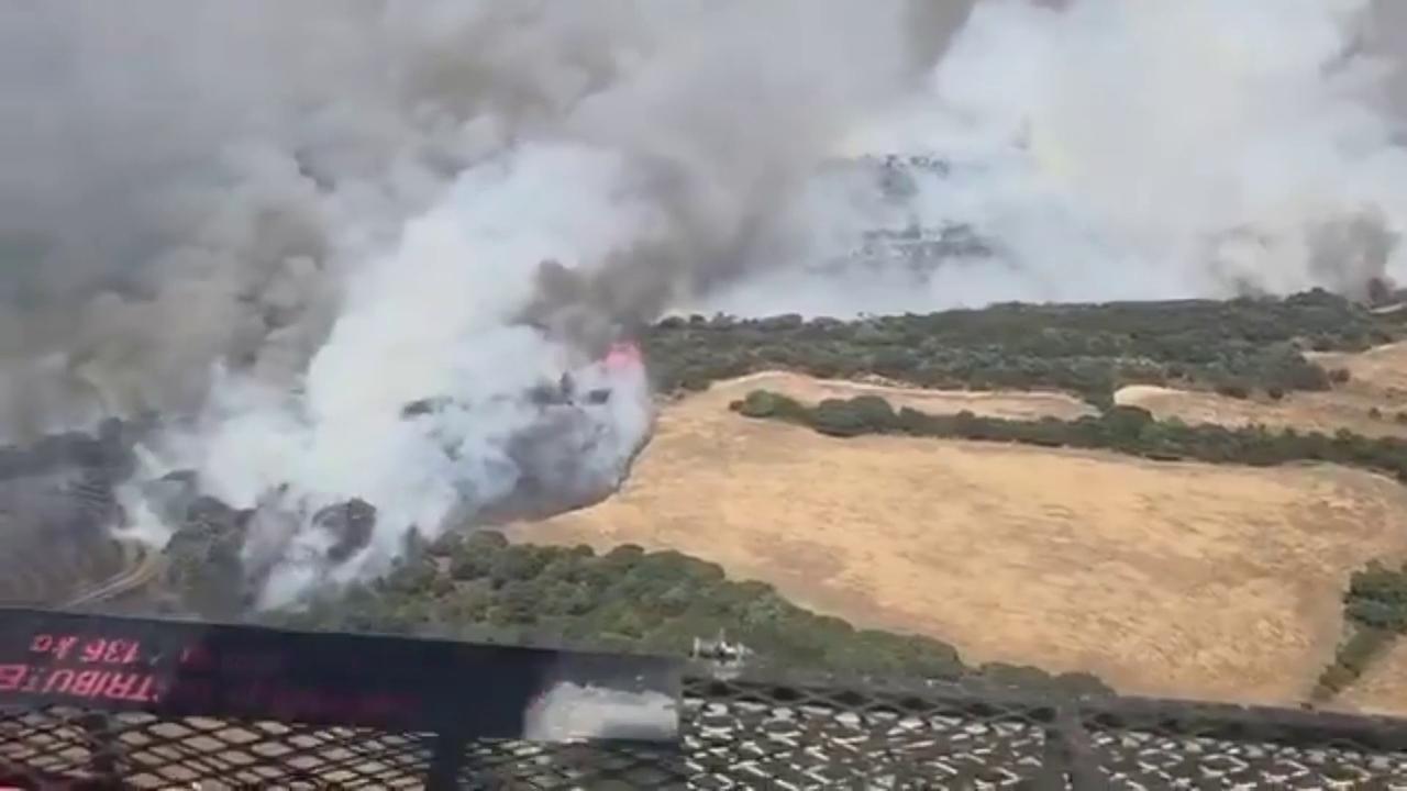 Video thumbnail for Spain: Aerial Footage Captures Massive Orés Wildfire.