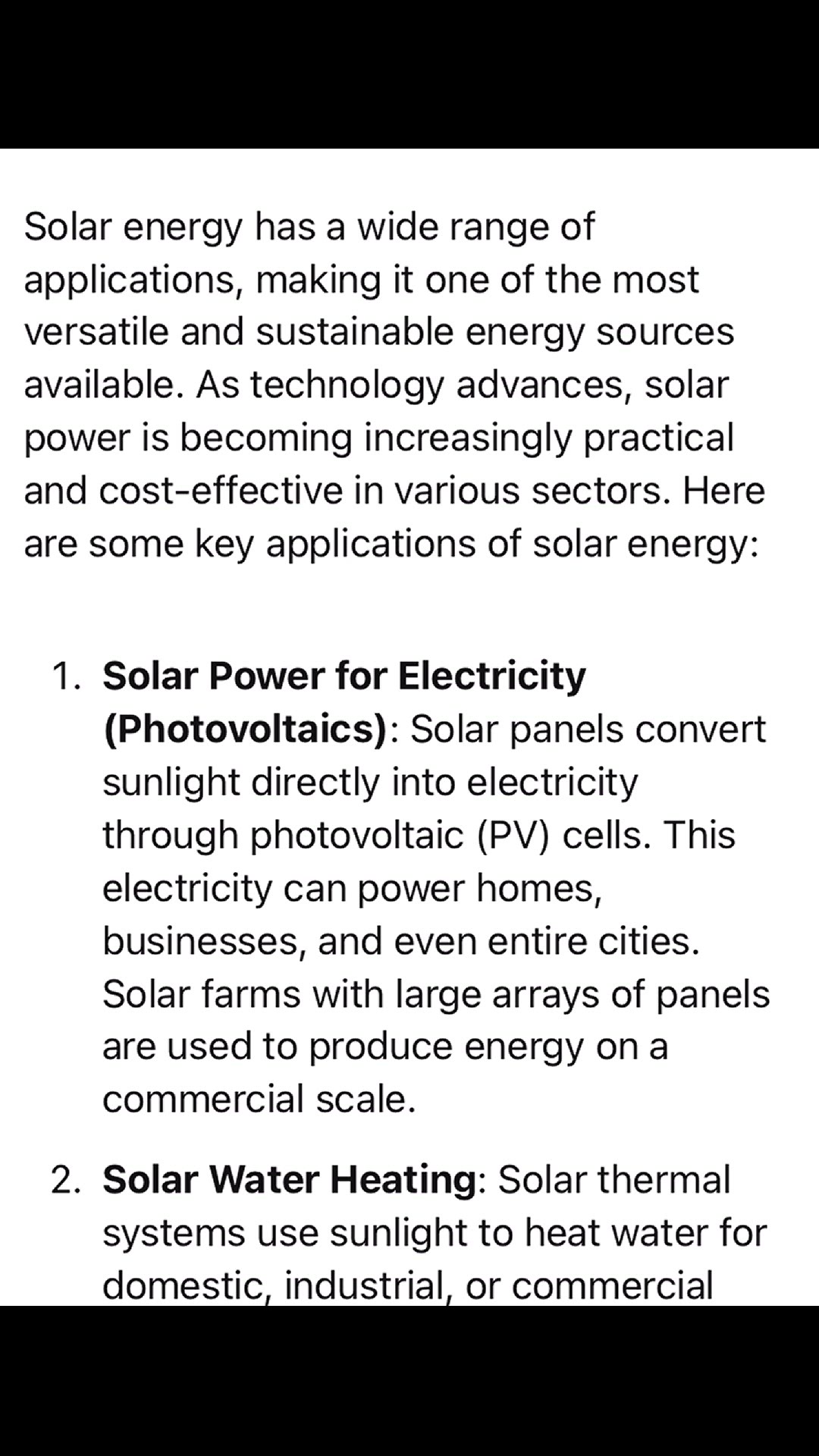 'Video thumbnail for Applications of solar Energy '