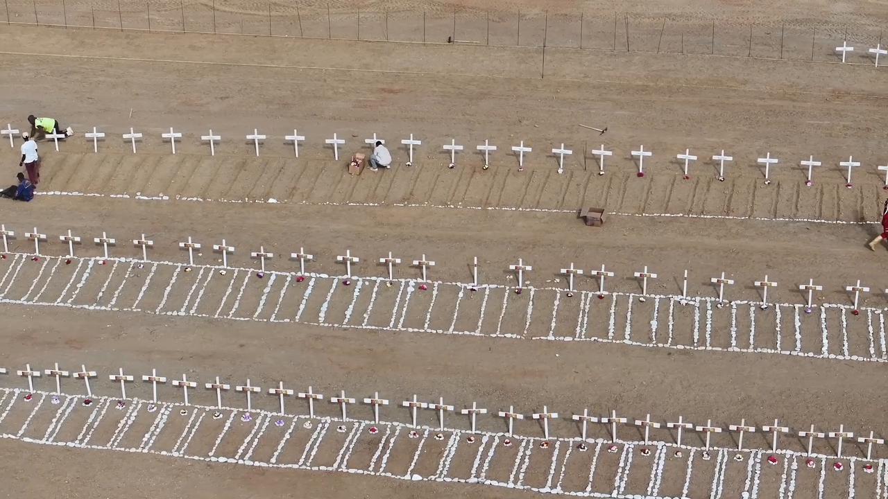 Video thumbnail for Venezuela: DRONE - Emergency burial plots opened in Venezuela for earthquake victims.