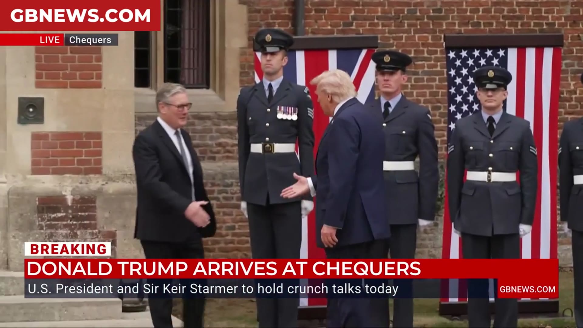 'Video thumbnail for WATCH: Prime Minister Sir Keir Starmer greets President Donald Trump at the door of Chequers'