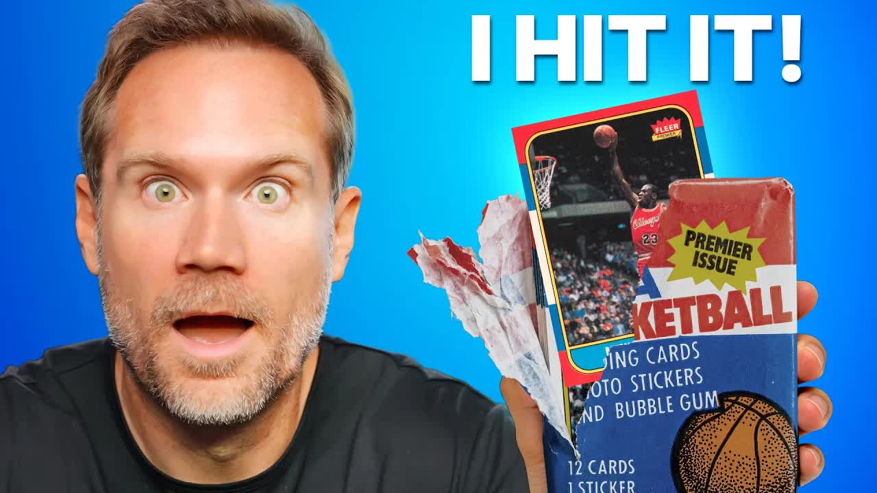 Video thumbnail for Sports Card Investor: MIRACLE HIT! Michael Jordan Rookie Pulled From a Loose 1986 Fleer Pack!