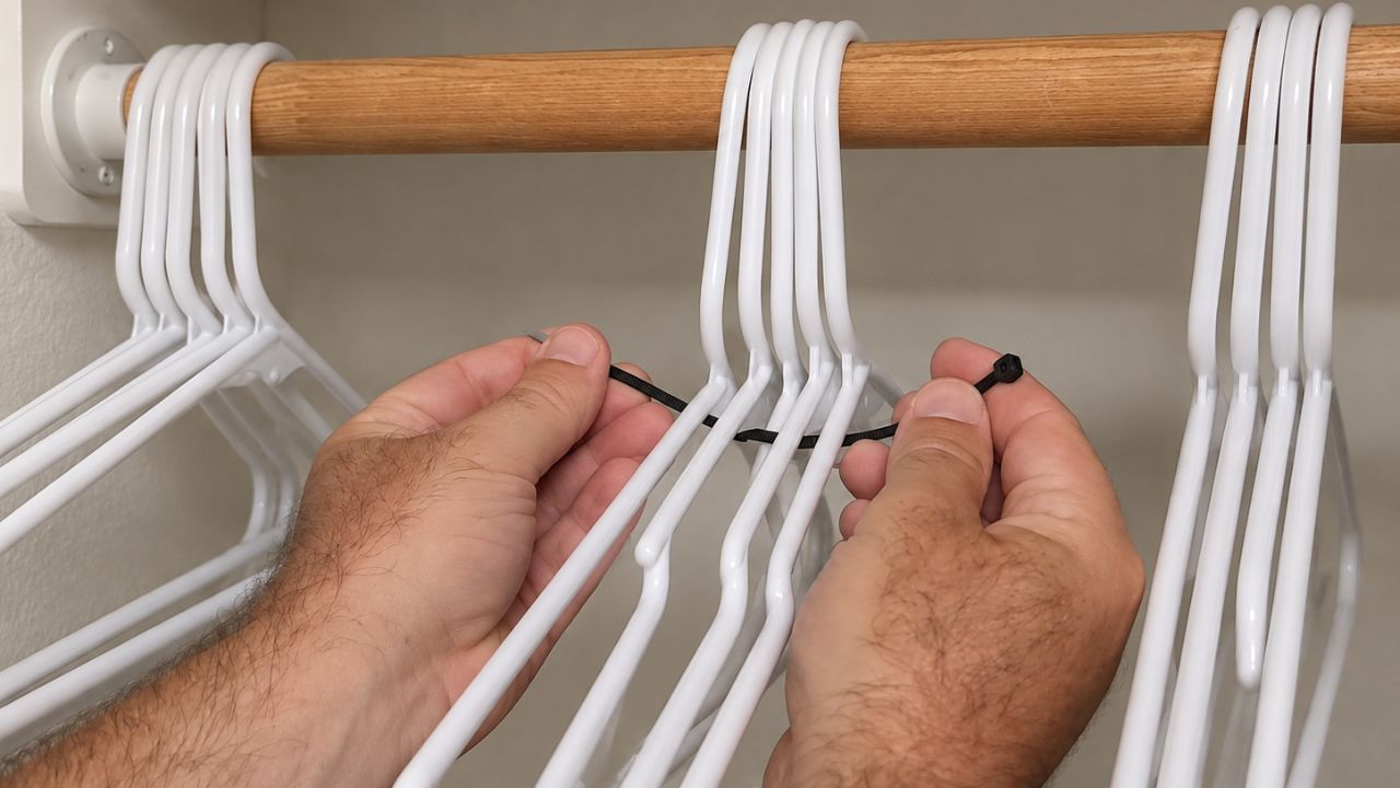 Video thumbnail for Tie 4 Hangers Together For This Genius Closet Idea