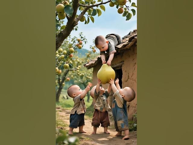 Video thumbnail for Lovely Cute Babies Enjoying and Picking Fruits from Tree #cute #foryou #shorts #ytshorts
