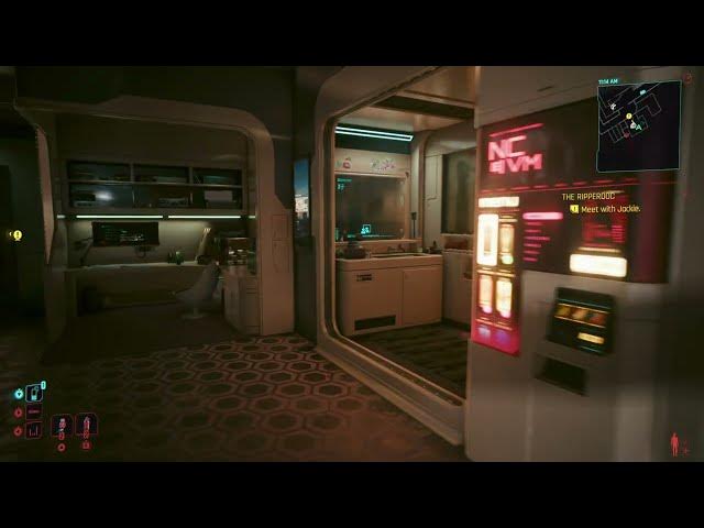 Video thumbnail for Cyberpunk 2077 - The Ripperdoc: Talk To Jackie | Check Your Weapons Stash | Put On Clothes | NS2