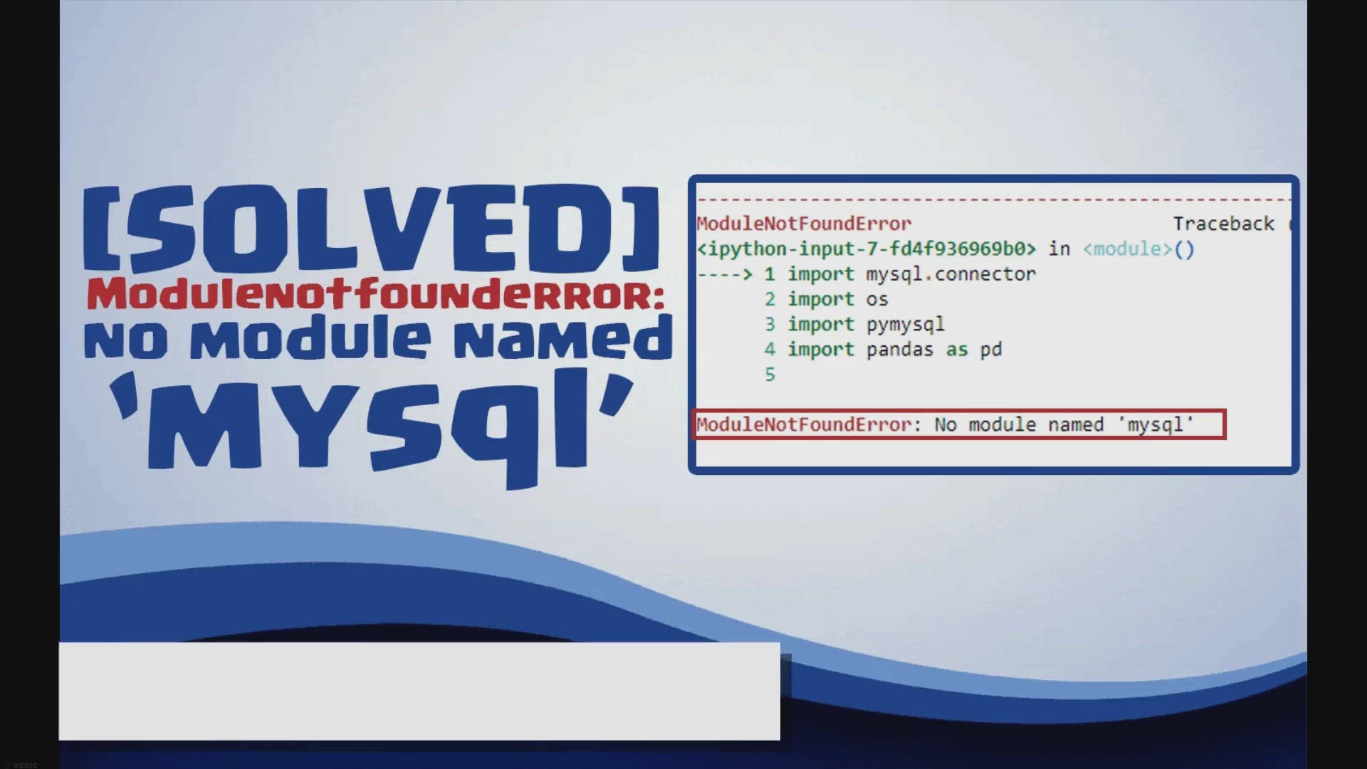 'Video thumbnail for Modulenotfounderror: no module named ‘mysql’'