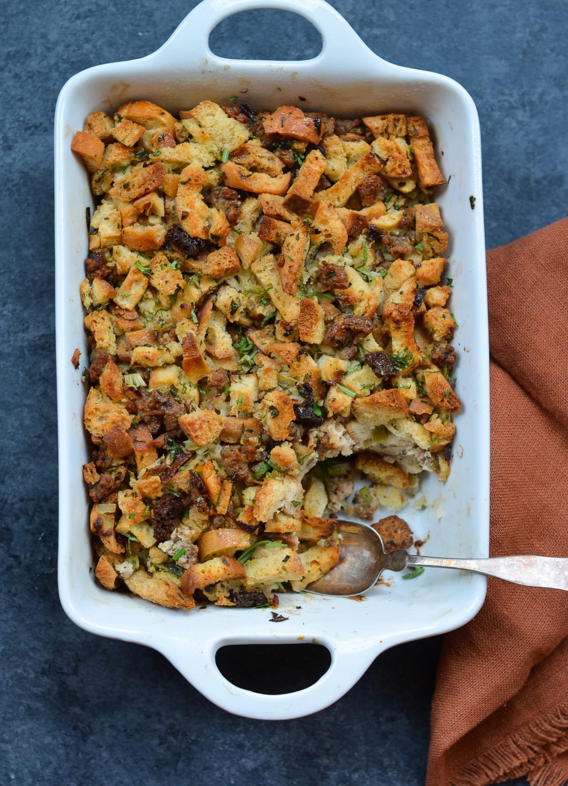 'Video thumbnail for Easy Sausage & Herb Stuffing'