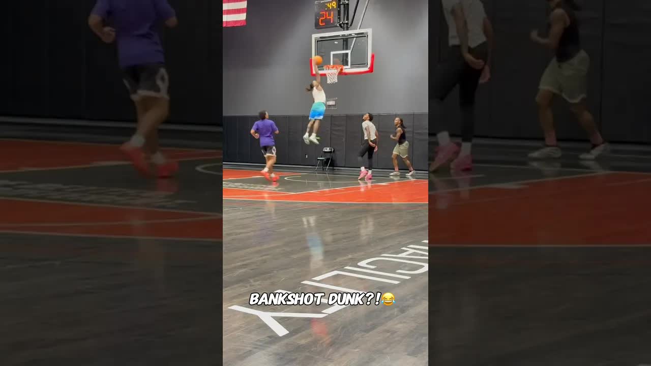 Video thumbnail for (355) basketball trick shot: bankshot dunk fail