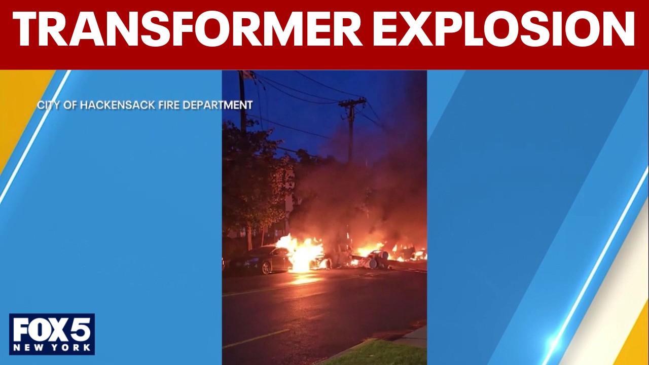 Video thumbnail for Transformer explosion sets cars on fire in Hackensack, NJ