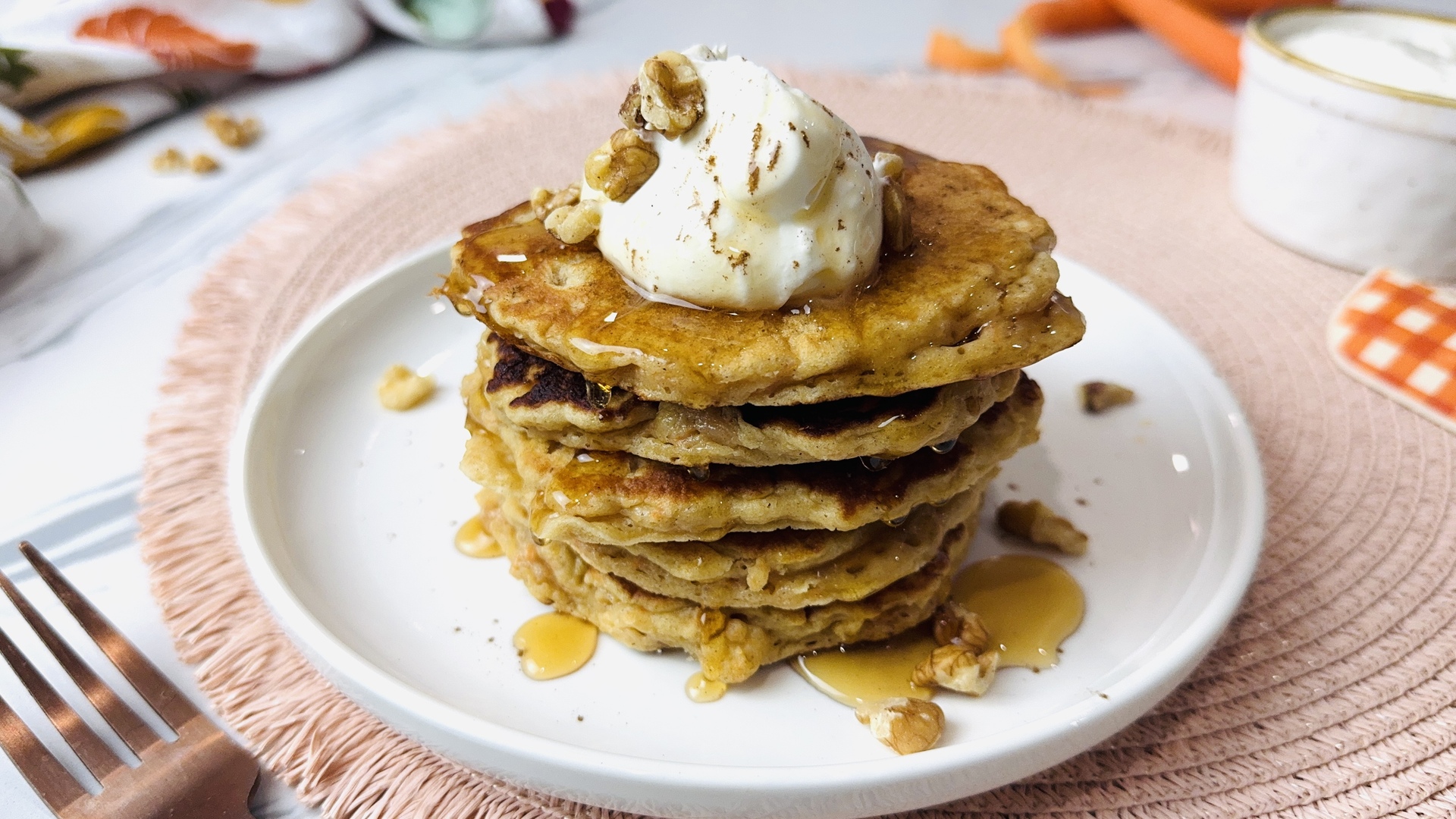 Video thumbnail for Carrot Cake Pancakes Recipe