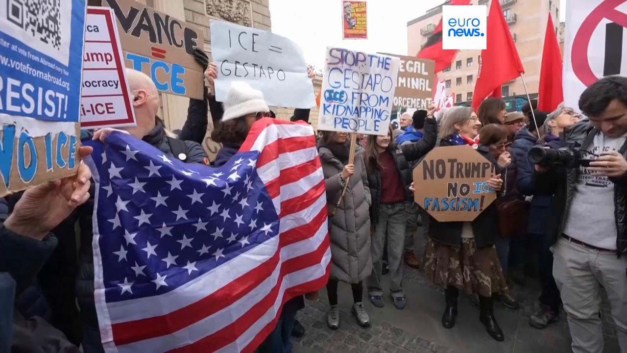 Video thumbnail for Protests against the US administration's latest moves in Denmark and Italy