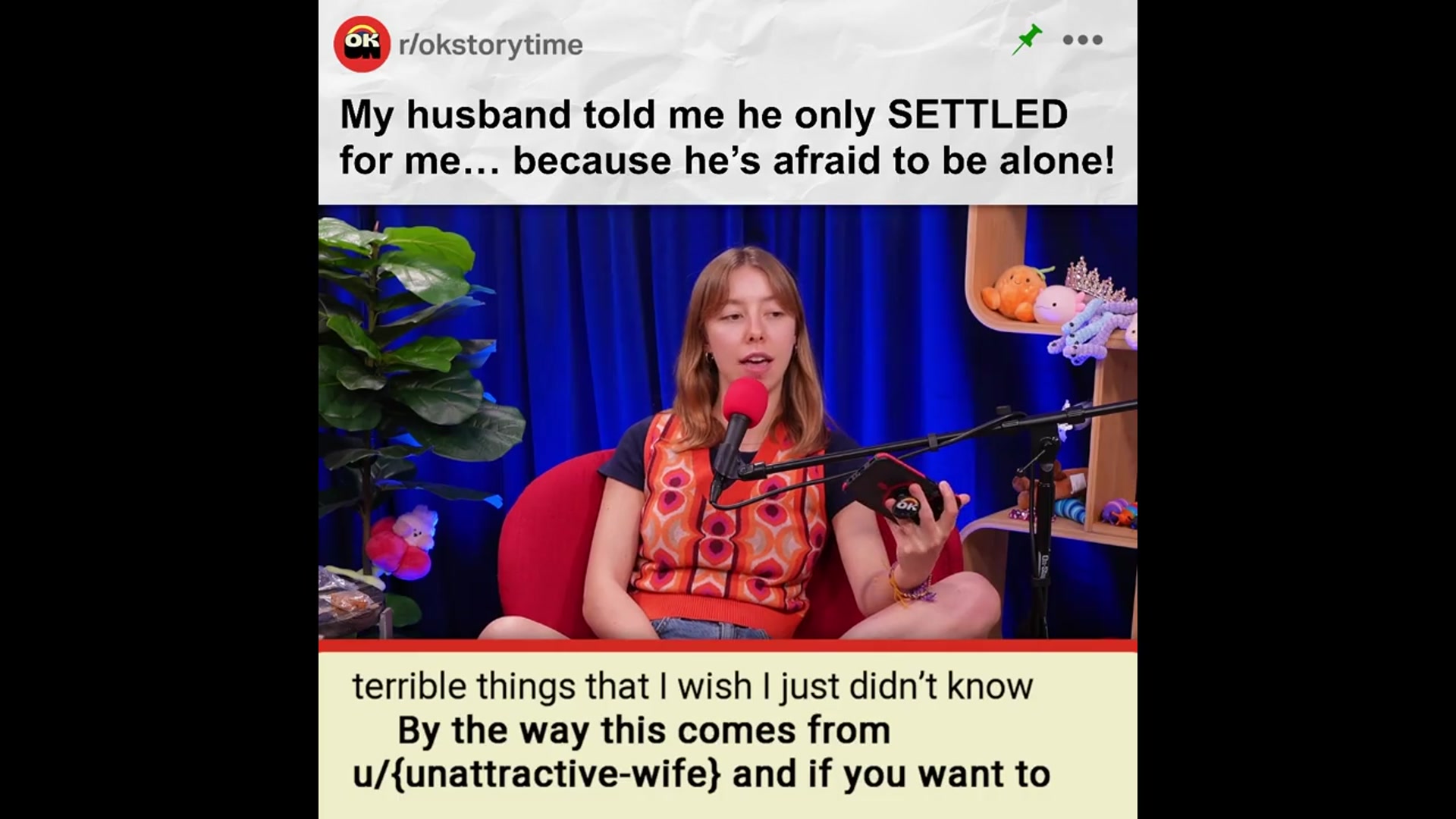 'Video thumbnail for My husband told me he only SETTLED for me… because he’s afraid to be alone! r/BestofRedditorUpdates | Reddit Stories'