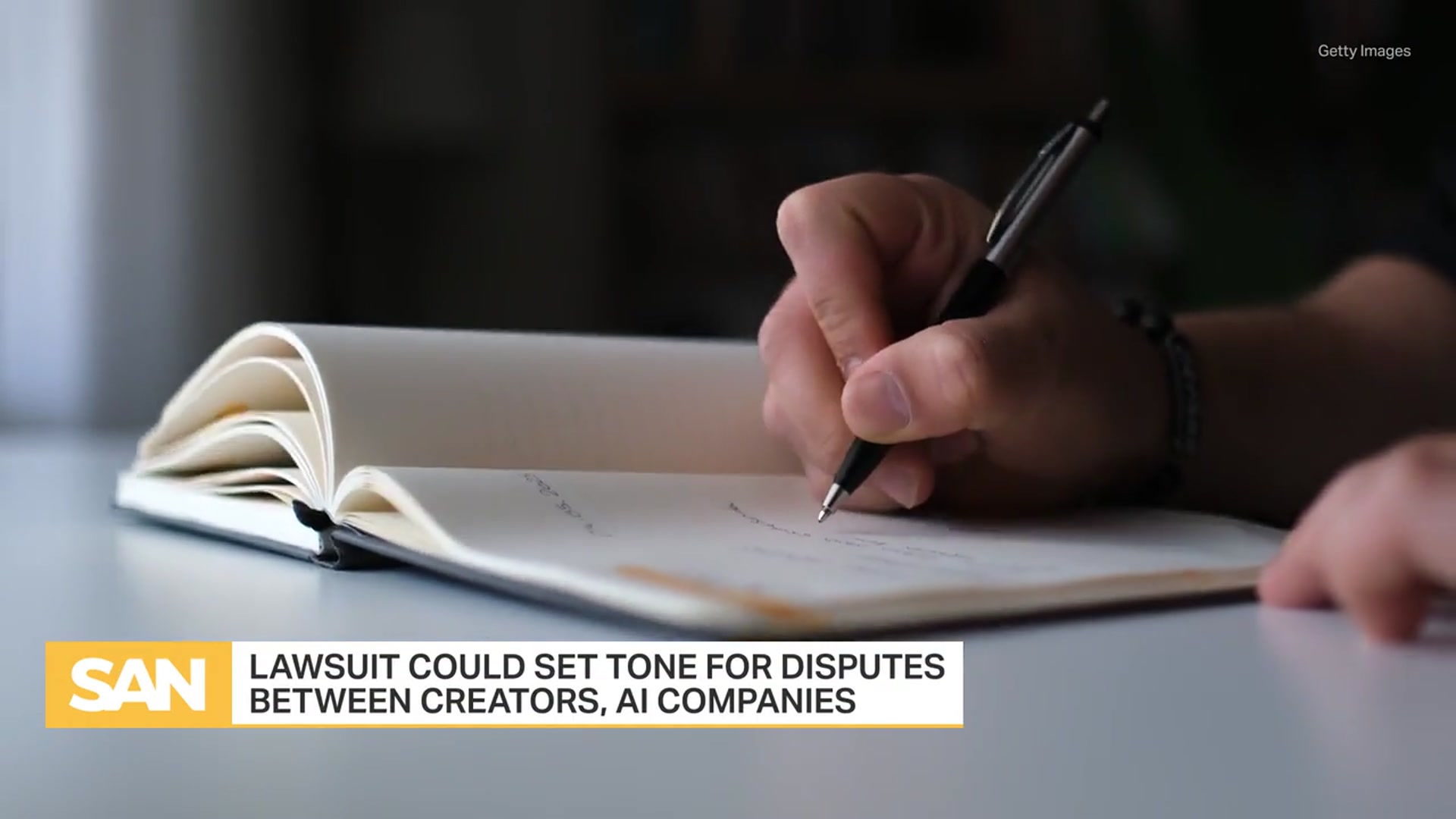'Video thumbnail for An AI bot used their words. Now, authors are demanding compensation'