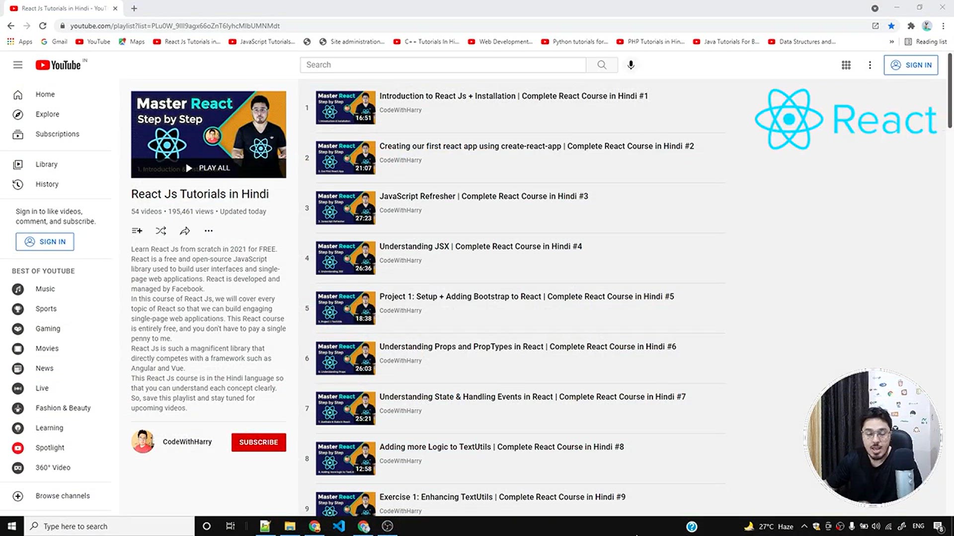 'Video thumbnail for iNotebook React Project Setup _ Complete React Course in Hindi #55'