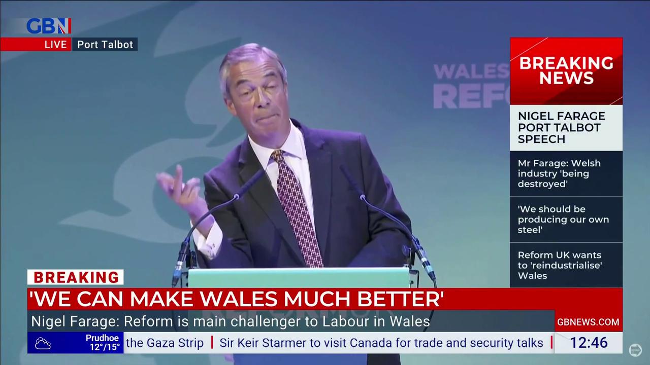 Video thumbnail for WATCH: Reform UK leader Nigel Farage quizzed by GB News on cost of reopening blast furnaces