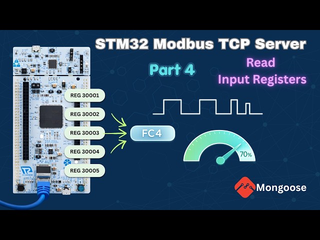 Video thumbnail for STM32 Modbus TCP Server – Input Registers & PWM Control using Mongoose