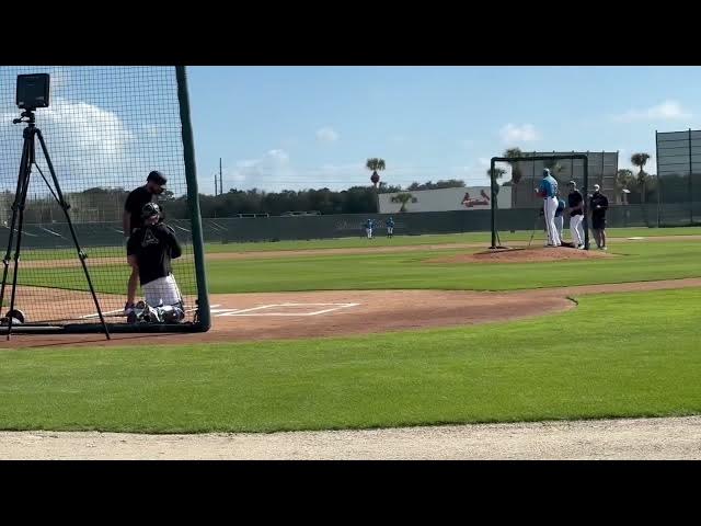 Video thumbnail for Derek Hill vs. Sandy Alcantara Live Batting Practice with Miami Marlins! (2025 MLB Spring Training)