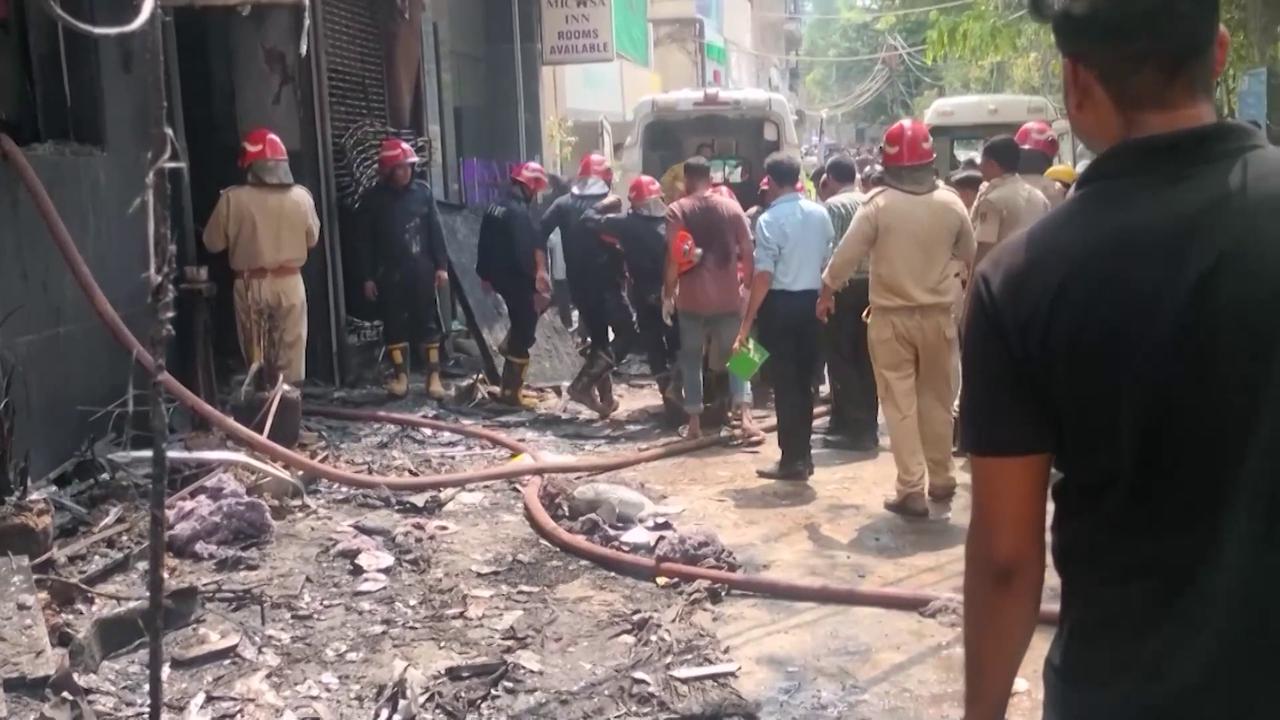 Video thumbnail for India: Hotel fire kills 21 in New Delhi.
