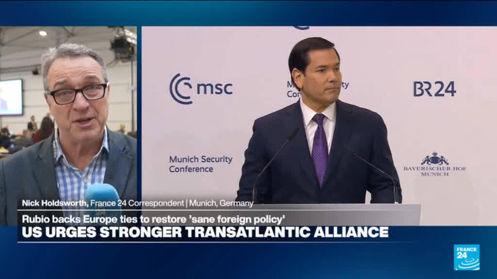 Video thumbnail for US Secretary of State Rubio reaffirms US-Europe ties at Munich