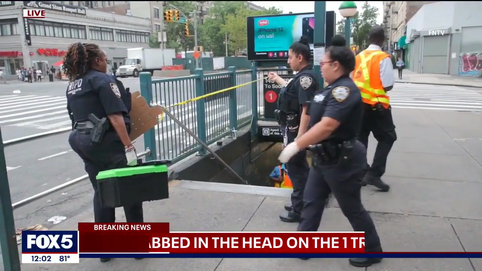 'Video thumbnail for Man stabbed multiple times in head on NYC subway'