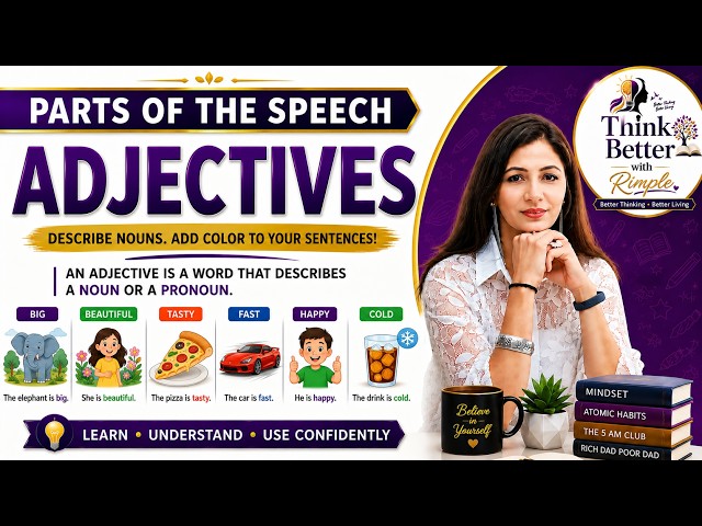 Video thumbnail for 📘 PARTS OF SPEECH – ADJECTIVES | Easy English Grammar Lesson