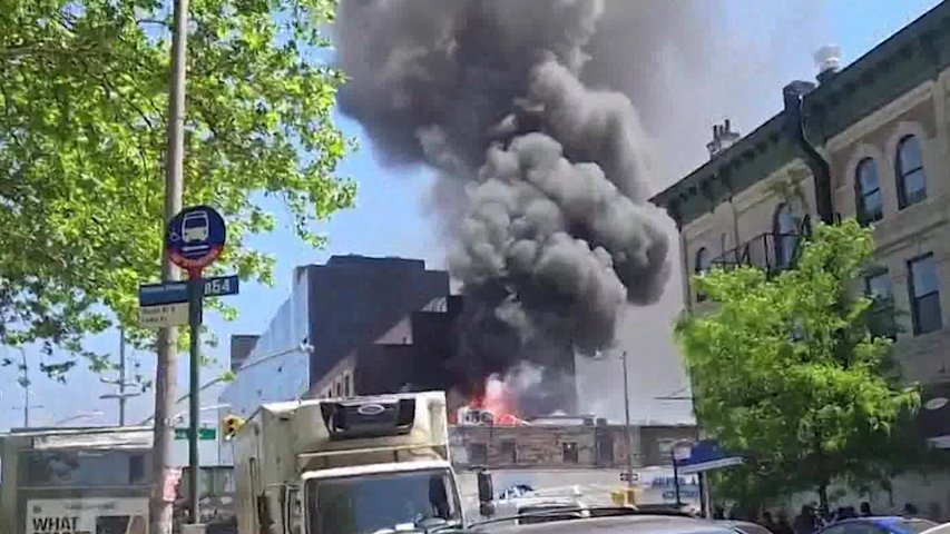 Video thumbnail for 2-alarm fire in Bushwick injures 1 firefighter, displaces multiple tenants