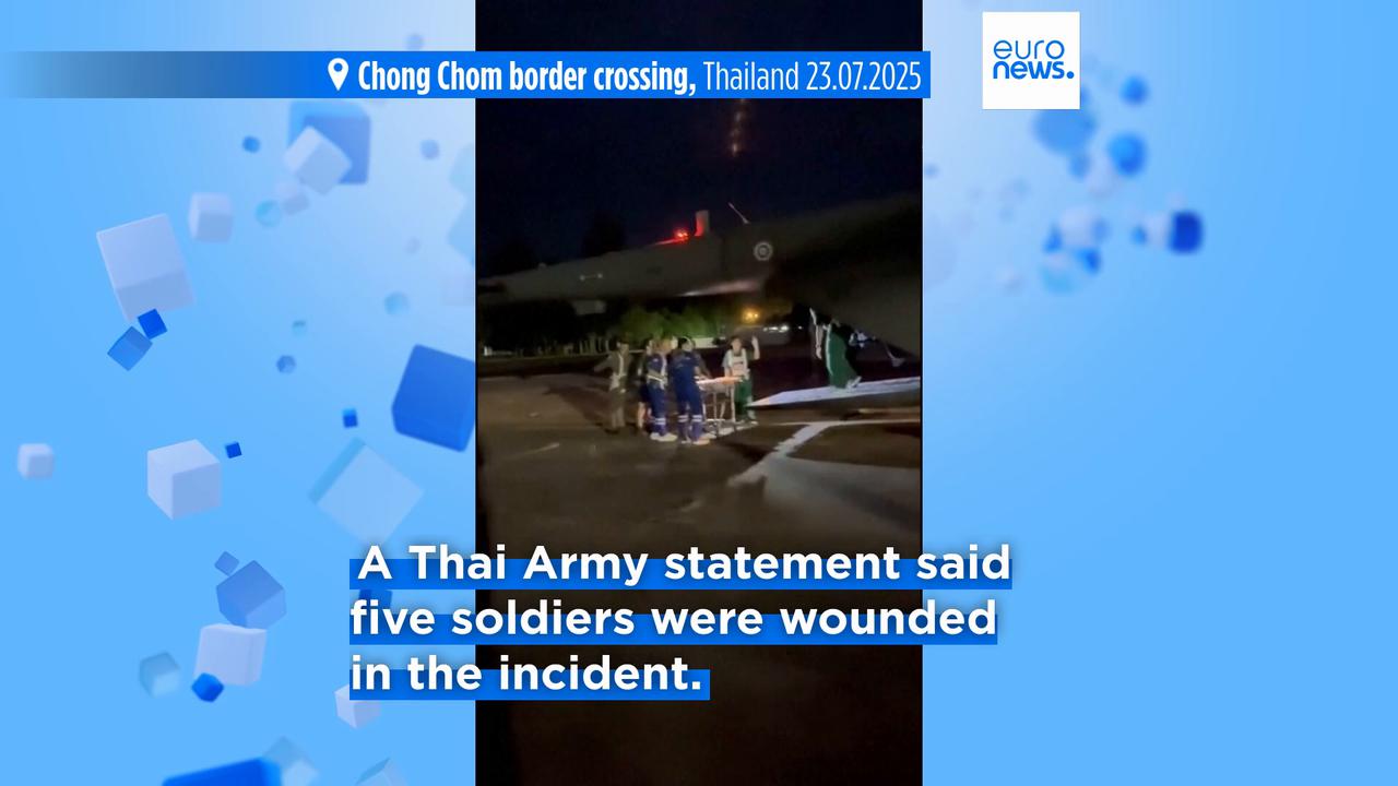 'Video thumbnail for Thailand closes some border crossings with Cambodia after soldier loses leg in landmine explosion'