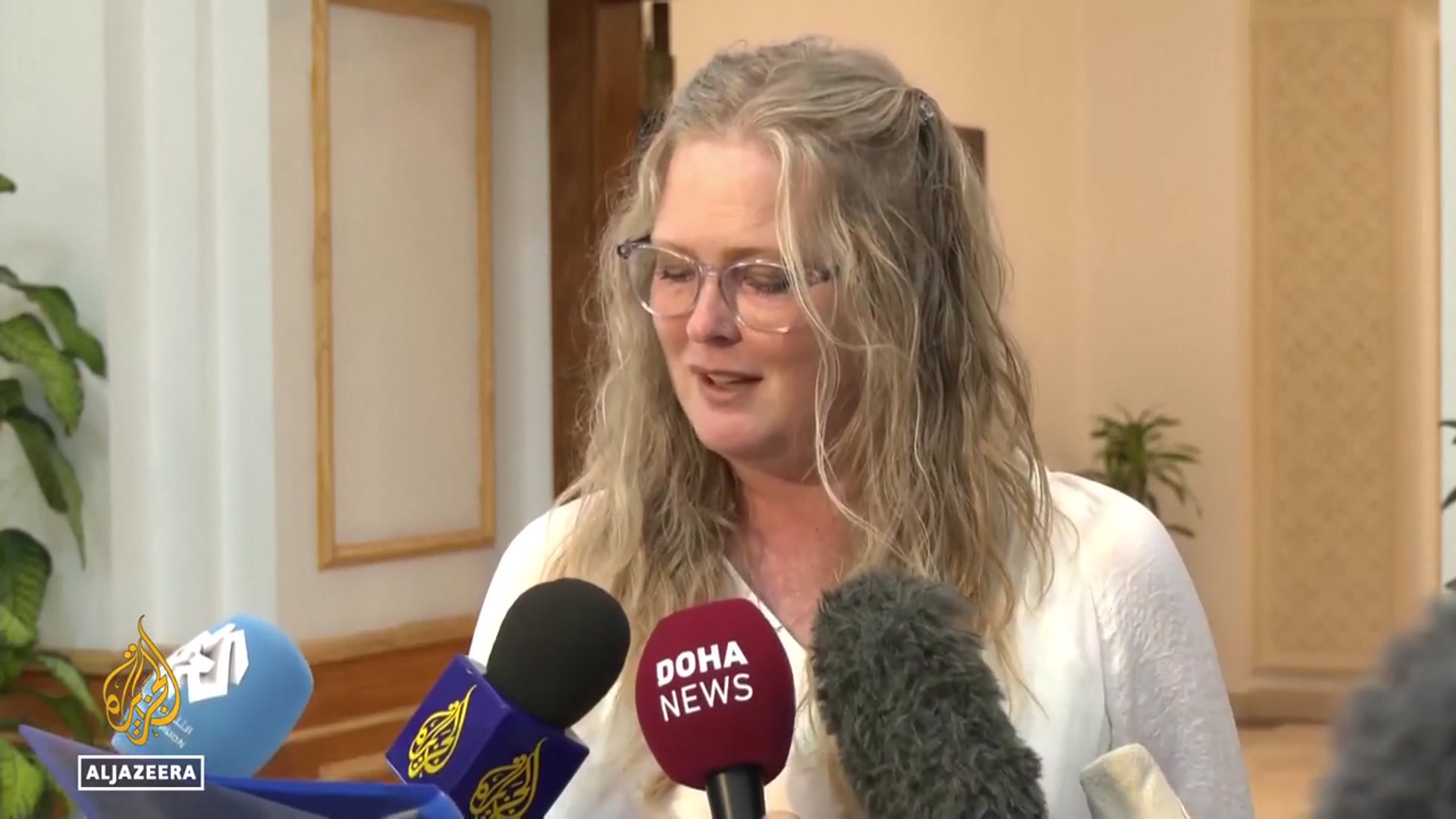 'Video thumbnail for British couple released from detention by Taliban arrive in Doha'
