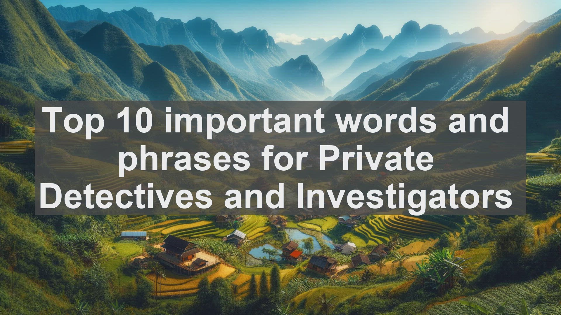 'Video thumbnail for Top 10 important words and phrases for Private Detectives and Investigators'
