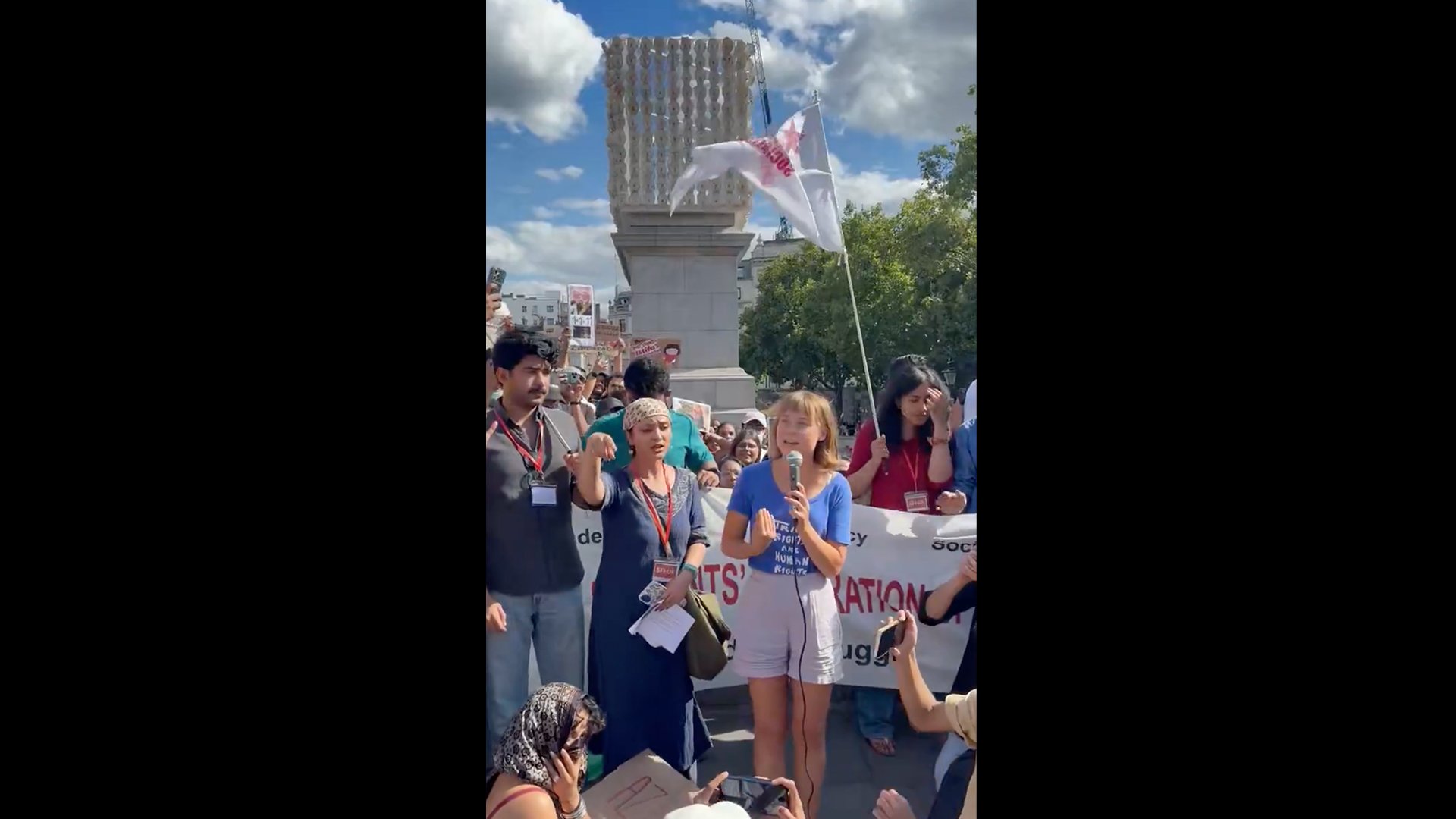 Video thumbnail for Greta Thunberg joins London rally in support of Indian students