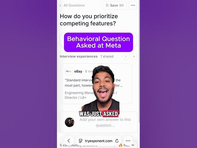 Video thumbnail for Behavioral Question at Meta!