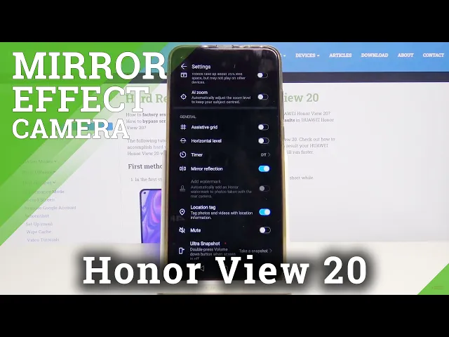 Video thumbnail for How to Turn On / Off Camera Mirror Effect on Honor View 20 – Camera Settings