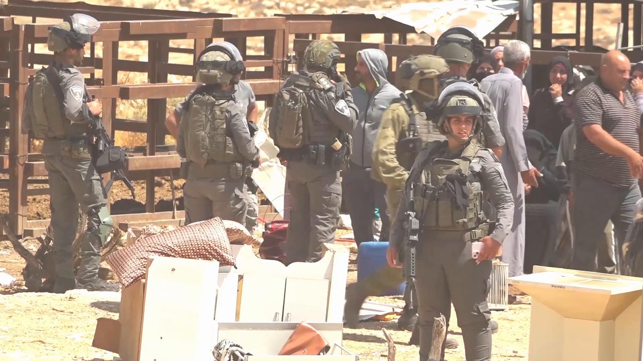 Video thumbnail for Israeli army demolishes Palestinian homes in West Bank.