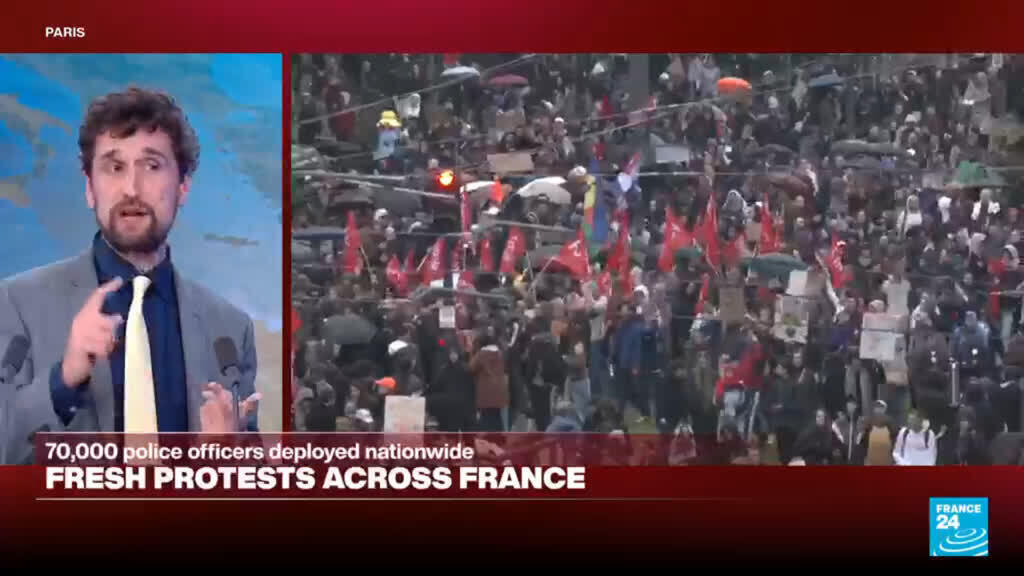 Video thumbnail for France: Protests continue while police fire tear gas at demonstrators